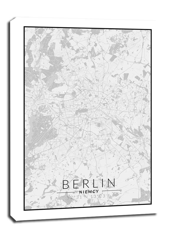 Berlin mapa czarno biała - obraz na płótnie 20x30 cm