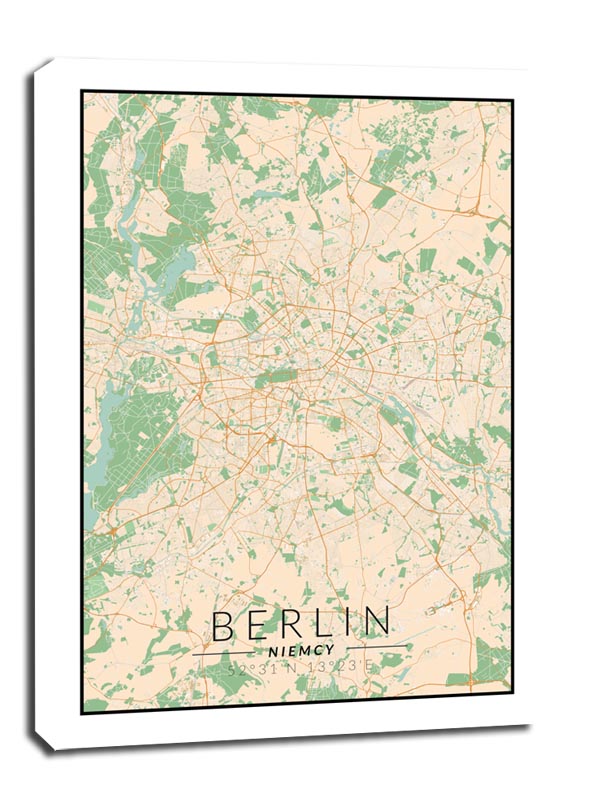 Berlin mapa kolorowa - obraz na płótnie 70x100 cm