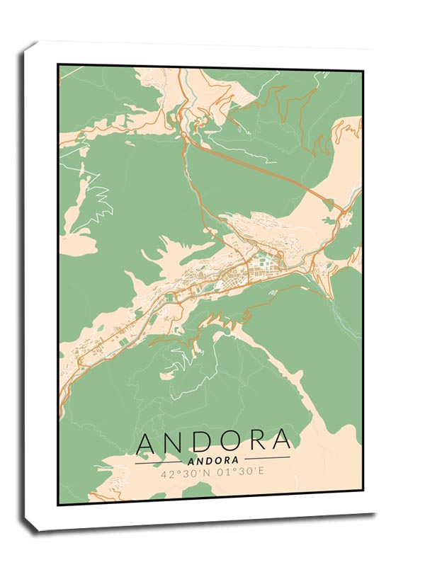 Andora mapa kolorowa - obraz na płótnie 20x30 cm