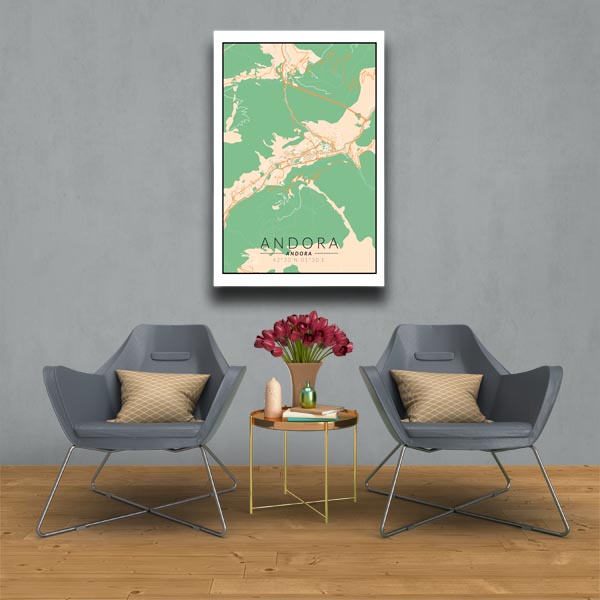 Andora mapa kolorowa - obraz na płótnie 20x30 cm
