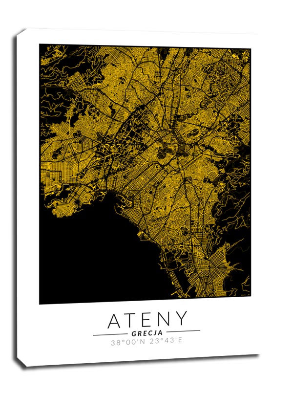 Ateny złota mapa - obraz na płótnie 30x40 cm