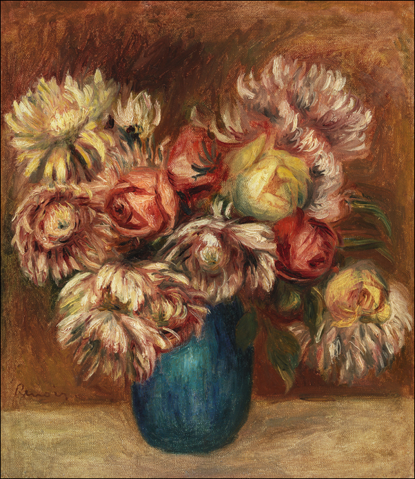 Flowers in a Green Vase, Pierre-Auguste Renoir - plakat 21x29,7 cm