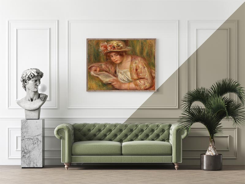 Andrée in a Hat, Reading, Pierre-Auguste Renoir - plakat 59,4x42 cm