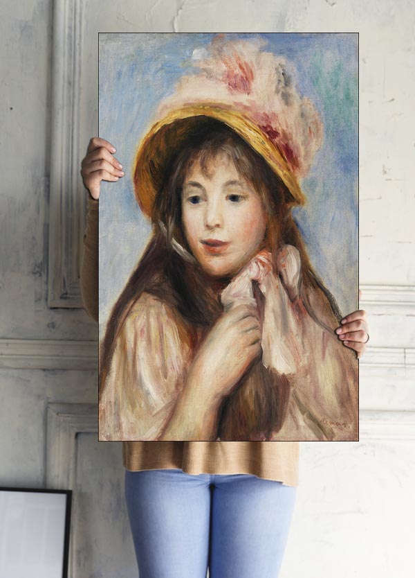 Girl with Pink Bonnet, Pierre-Auguste Renoir - plakat 60x80 cm