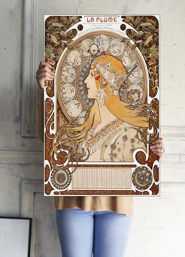 Zodiaque or La Plume, Alphonse Maria Mucha - plakat 70x100 cm