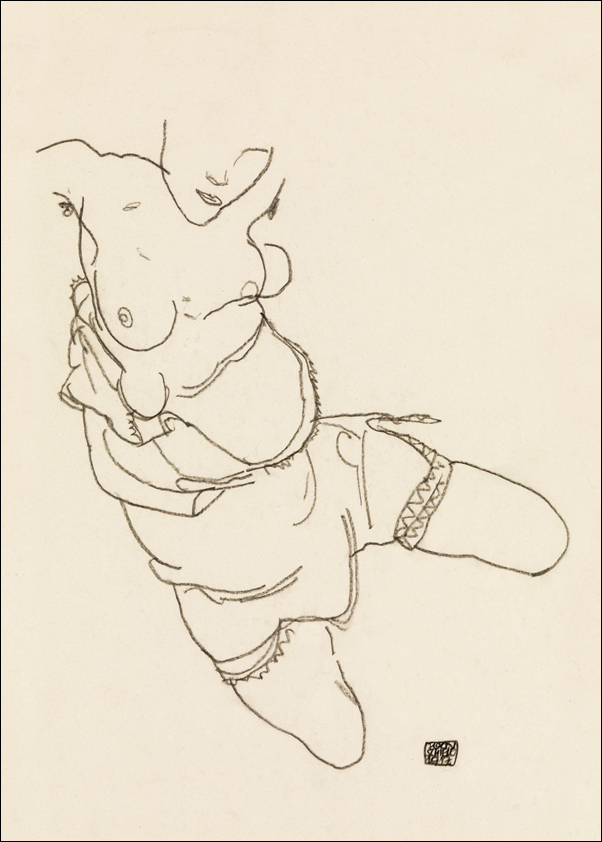 Semi-Dressed Model, Egon Schiele - plakat 42x59,4 cm