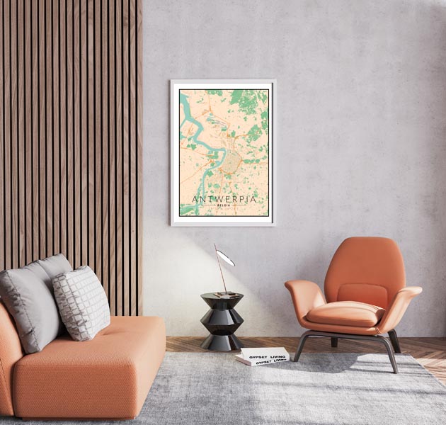 Antwerpia mapa kolorowa - plakat 21x29,7 cm