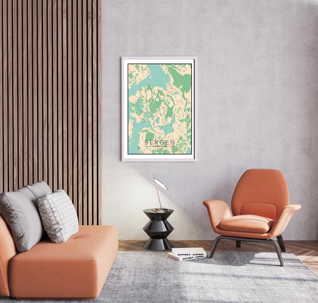Bergen mapa kolorowa - plakat 60x80 cm