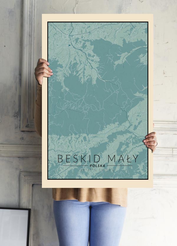 Beskid Mały mapa vintage - plakat 50x70 cm