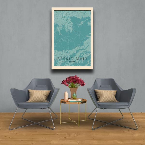 Beskid Mały mapa vintage - obraz na płótnie 30x40 cm