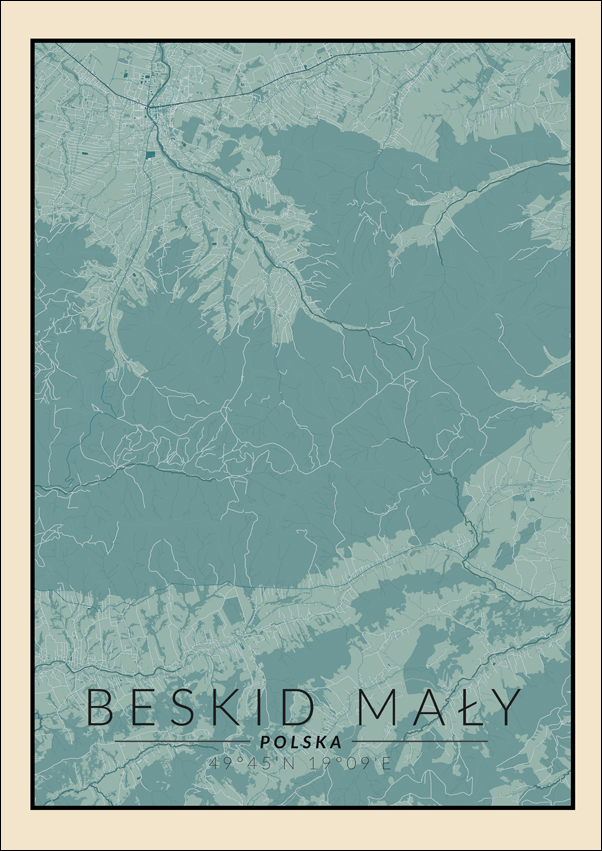 Beskid Mały mapa vintage - plakat 50x70 cm