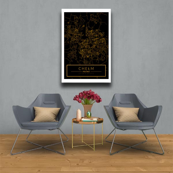 Chełm mapa złota - obraz na płótnie 40x50 cm