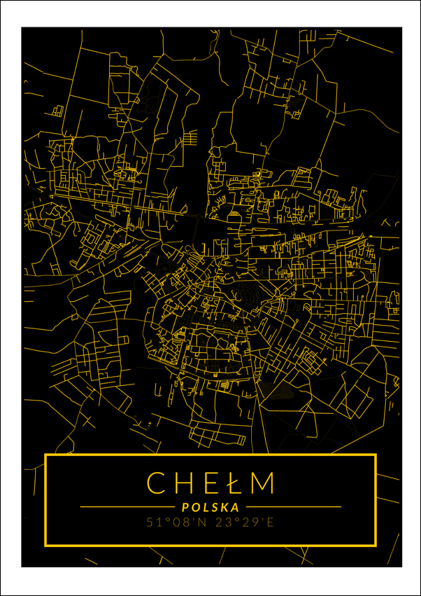 Chełm mapa złota - plakat 60x80 cm