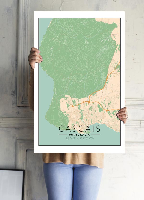 Cascais mapa kolorowa - plakat 70x100 cm