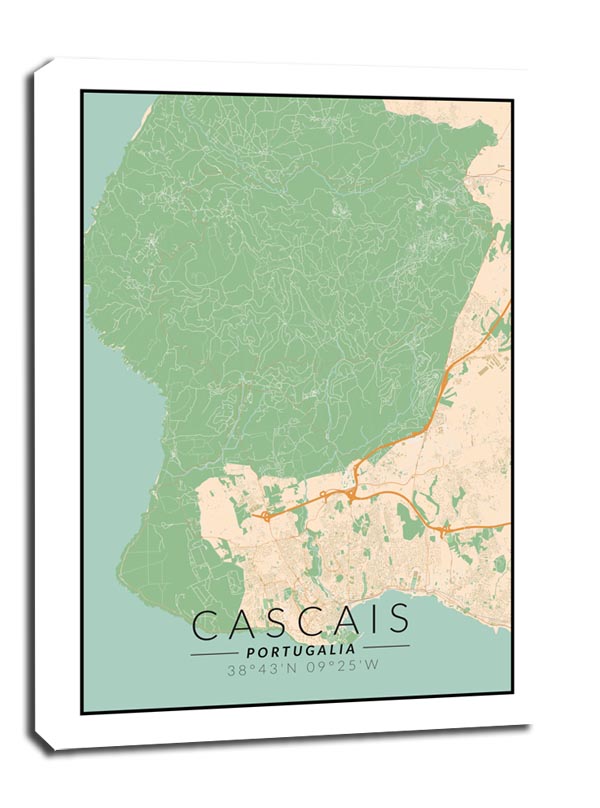 Cascais mapa kolorowa - obraz na płótnie 70x100 cm