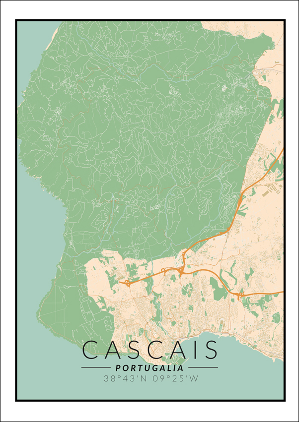 Cascais mapa kolorowa - plakat 70x100 cm