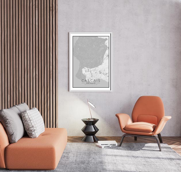 Cascais mapa czarno biała - plakat 40x50 cm