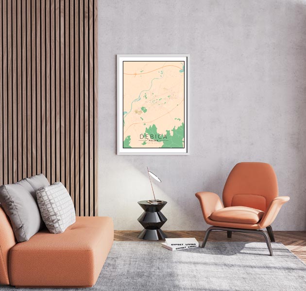Dębica mapa kolorowa - plakat 70x100 cm