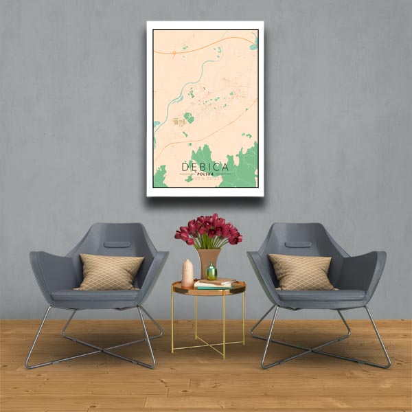 Dębica mapa kolorowa - obraz na płótnie 20x30 cm