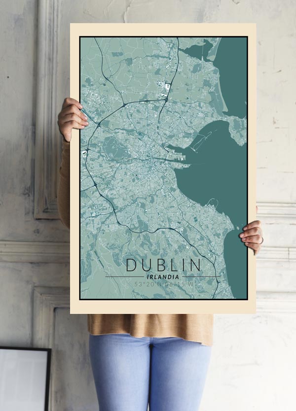 Dublin mapa vintage - plakat 70x100 cm