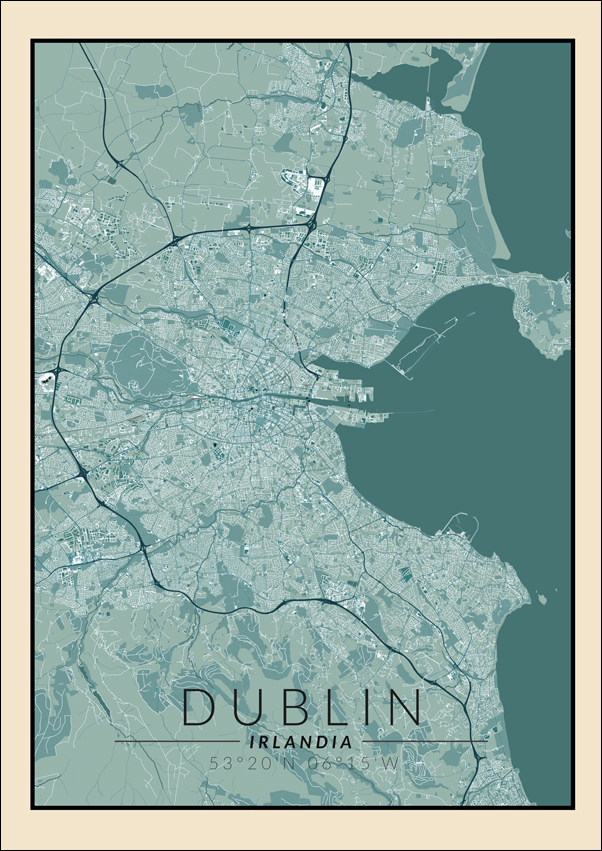 Dublin mapa vintage - plakat 70x100 cm