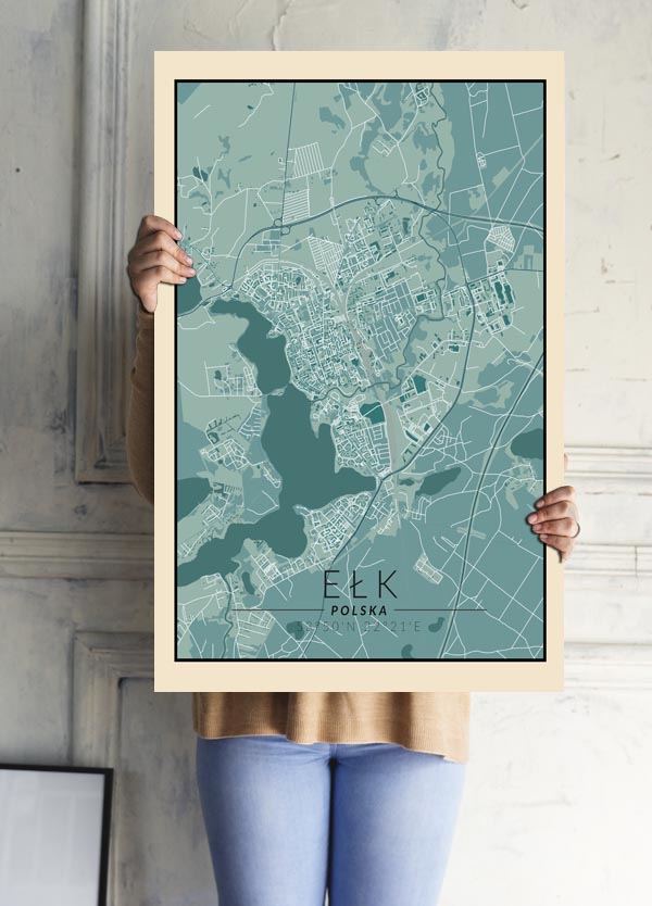 Ełk mapa vintage - plakat 60x80 cm