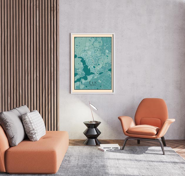 Ełk mapa vintage - plakat 60x80 cm