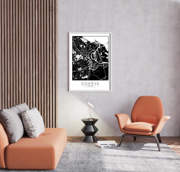Gdańsk mapa invert - plakat 61x91,5 cm