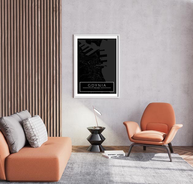 Gdynia mapa dark - plakat 70x100 cm