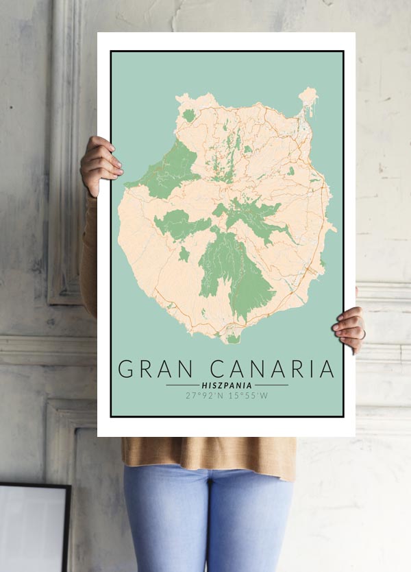 Gran Canaria mapa kolorowa - plakat 40x60 cm