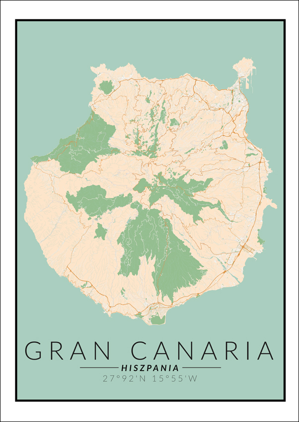 Gran Canaria mapa kolorowa - plakat 40x60 cm