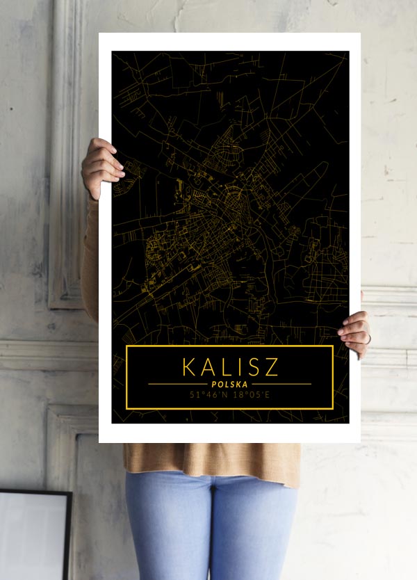 Kalisz mapa złota - plakat 29,7x42 cm