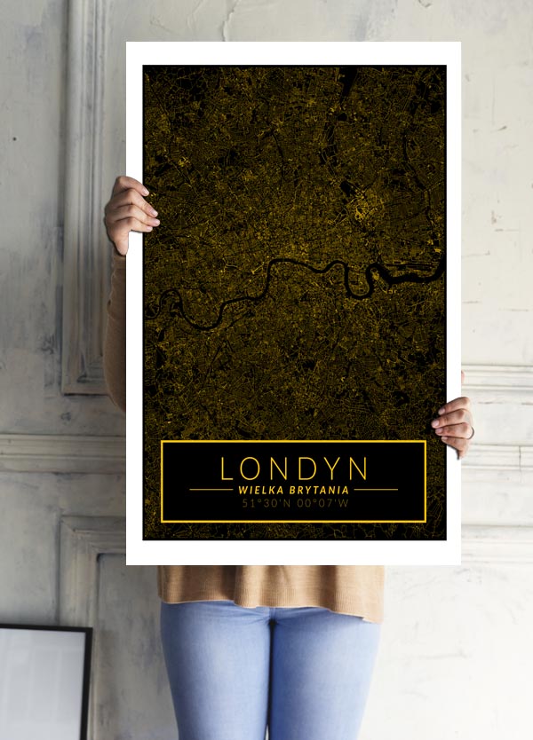 Londyn mapa złota - plakat 42x59,4 cm
