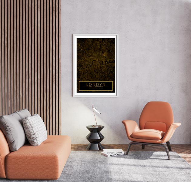 Londyn mapa złota - plakat 42x59,4 cm