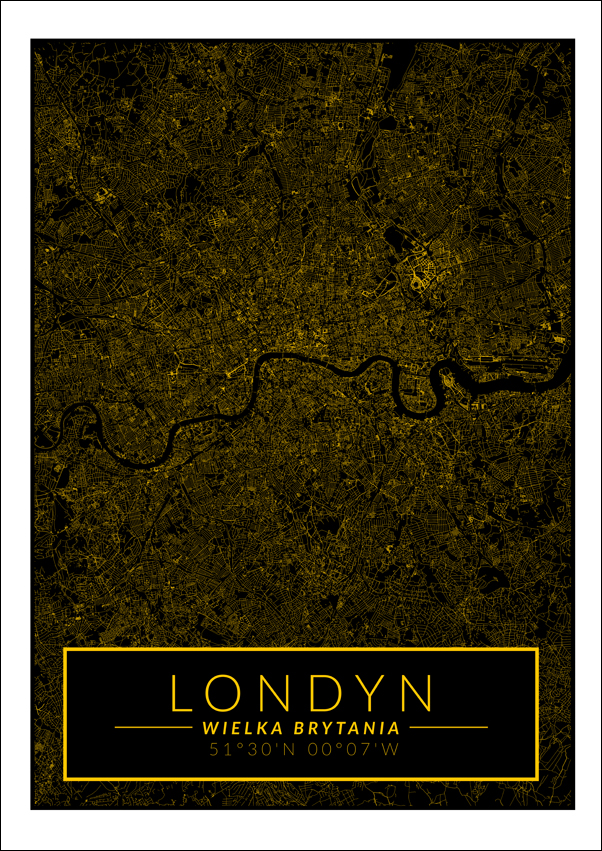 Londyn mapa złota - plakat 42x59,4 cm