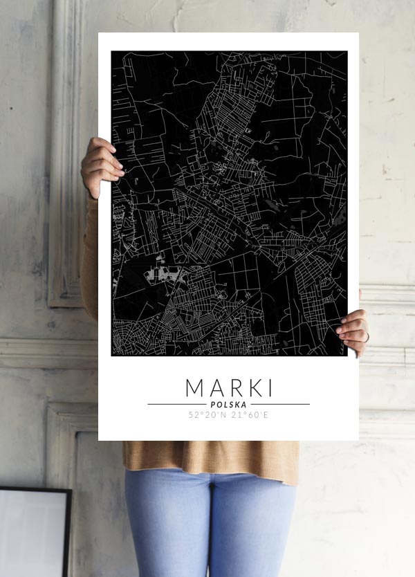 Marki mapa czarna - plakat 21x29,7 cm