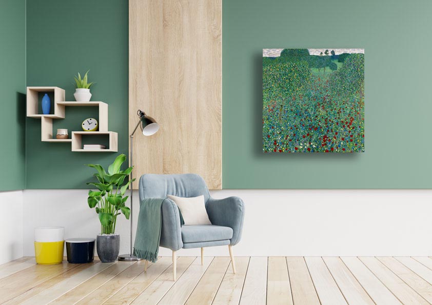Makowe pole, Gustav Klimt - obraz na płótnie 30x