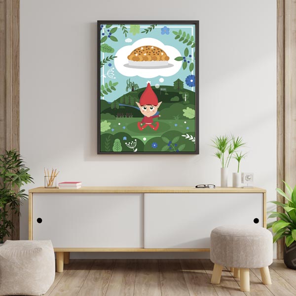 Bajkowe Miasta Wrocław Krasnoludek i ciasto cynamonowe - plakat 40x50 cm