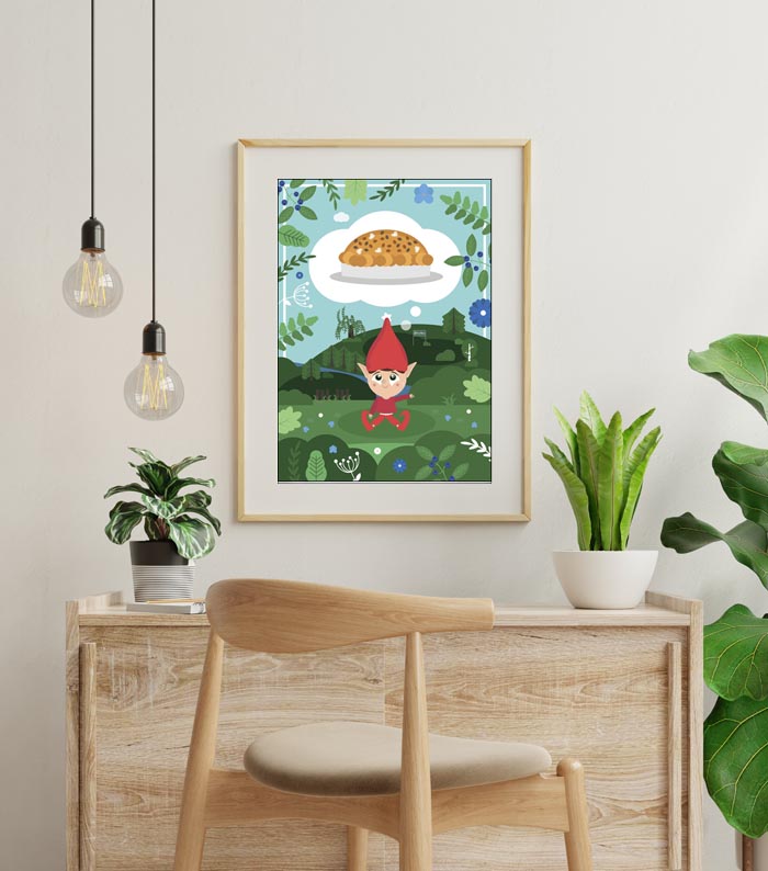 Bajkowe Miasta Wrocław Krasnoludek i ciasto cynamonowe - plakat 40x50 cm