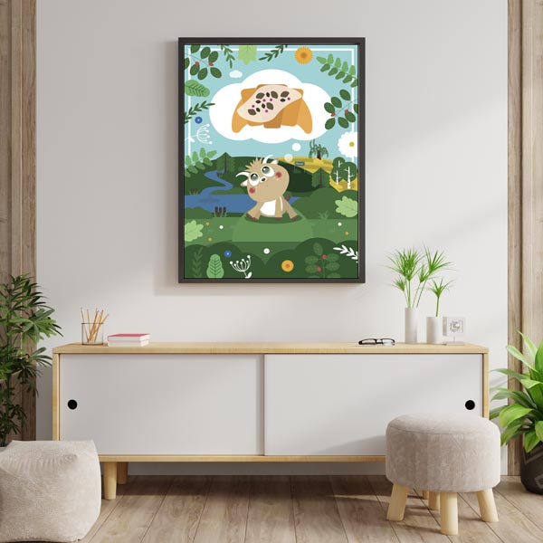 Bajkowe Miasta Poznań Koziołek z rogalem - plakat 21x29,7 cm