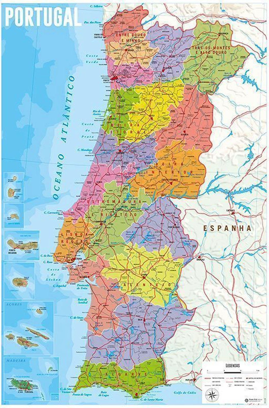 Mapa Portugalii - plakat 61x91,5 cm