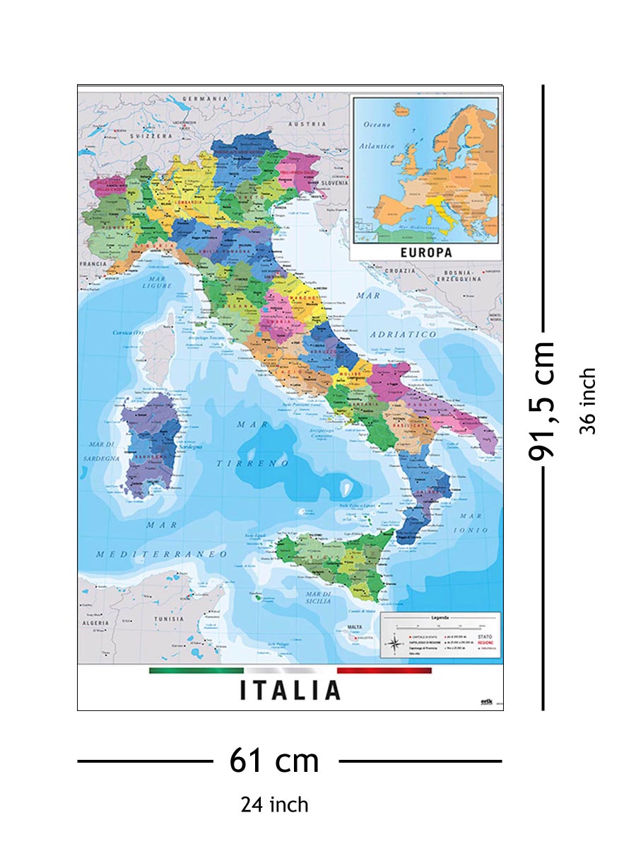Mapa Włoch - plakat 61x91,5 cm